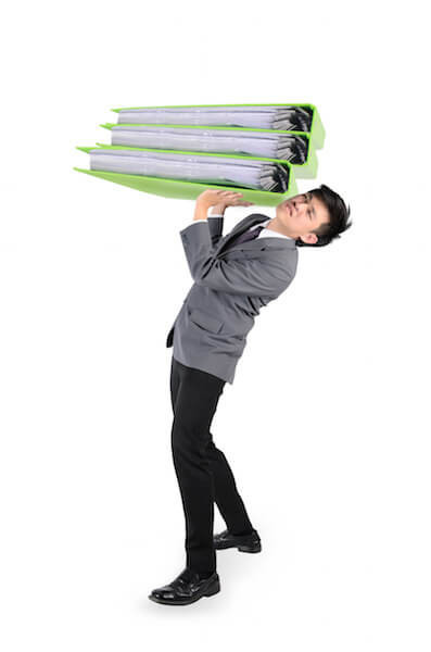 Businessman have big folder document in hard working concept